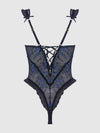 Harper Embroidered Mesh & Ruffle Teddy from Love It Curvy