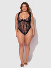 Harper Embroidered Mesh & Ruffle Teddy from Love It Curvy