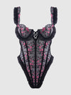 Harper Embroidered Mesh & Ruffle Teddy from Love It Curvy