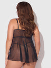Harper Embroidered Mesh Drop Waist Babydoll & G-String Set from Love It Curvy