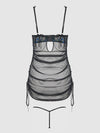 Harper Embroidered Mesh Side Cinch Chemise & G-String Set from Love It Curvy