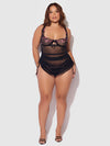 Harper Embroidered Mesh Side Cinch Chemise & G-String Set from Love It Curvy