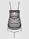 Harper Embroidered Mesh Side Cinch Chemise & G-String Set from Love It Curvy