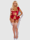 Marilyn Marabou & Mesh Openable Bra, Garter, & G-String Set from Love It Curvy
