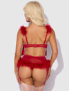 Marilyn Marabou & Mesh Openable Bra, Garter, & G-String Set from Love It Curvy