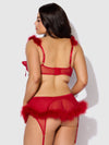 Marilyn Marabou & Mesh Openable Bra, Garter, & G-String Set from Love It Curvy