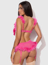 Marilyn Marabou & Mesh Openable Bra, Garter, & G-String Set from Love It Curvy