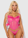 Marilyn Marabou & Mesh Tie Shoulder Bustier & G-String Set from Love It Curvy