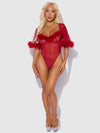 Love It Curvy Marilyn Marabou & Mesh Bell-Sleeved Bodysuit