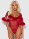 Love It Curvy Marilyn Marabou & Mesh Bell-Sleeved Bodysuit