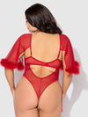 Love It Curvy Marilyn Marabou & Mesh Bell-Sleeved Bodysuit
