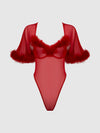 Love It Curvy Marilyn Marabou & Mesh Bell-Sleeved Bodysuit