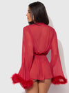 Marilyn Marabou & Mesh Short Robe from Love It Curvy