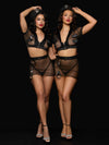 Under Arrest Mesh Top, Open Back Skirt, & Cuffs Set from Love It Curvy