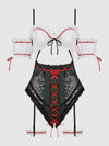 Biergarten Babe Teddy and garters in White/Green, product-only front view.