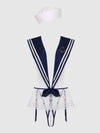 High Tied Sailor Teddy and Hat in Navy/White, product-only front view.
