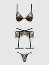 Delilah Embroidered Push Up Bra, Garter & Thong Set from Love It Curvy