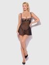 Delilah Embroidered & Mesh Monowire Babydoll Set from Love It Curvy