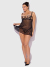 Delilah Embroidered & Mesh Monowire Babydoll Set from Love It Curvy