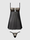 Delilah Embroidered & Mesh Monowire Babydoll Set from Love It Curvy