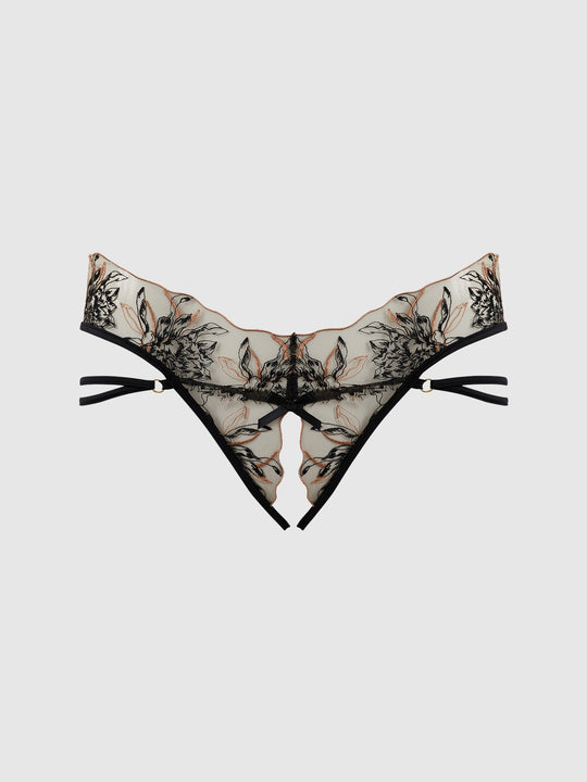 Delilah Embroidered Strappy Crotchless & Backless Hipster from Love It Curvy