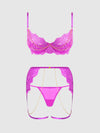 Reanna Lace & Chain Bra, Garter & G-String Set from Love It Curvy