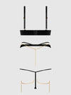 Evangeline Satin & Chain Bra, Thigh Garter & G-String Set from Love It Curvy