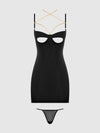 Evangeline Satin & Chain Cutout Cup & Open Back Chemise Set from Love It Curvy