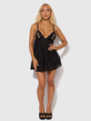 Yasmine Shimmer Mesh O-Ring Slit Cup Babydoll Set from Love It Curvy