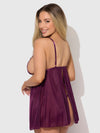 Yasmine Shimmer Mesh O-Ring Slit Cup Babydoll Set from Love It Curvy