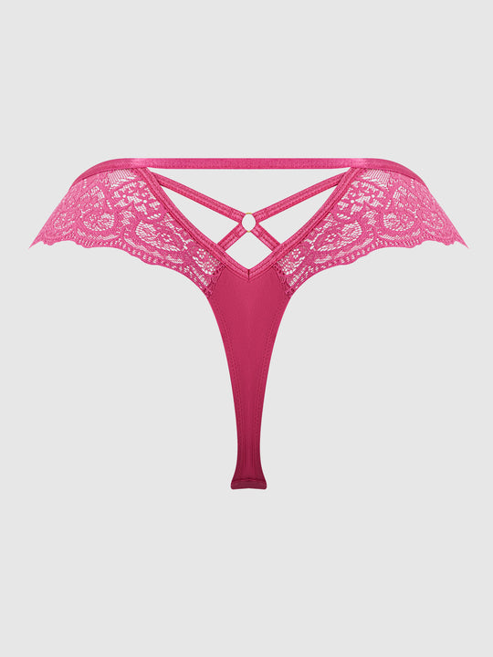 Vera Lace & Micro Strappy Back Thong from Love It Curvy