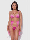 Love It Curvy Iryna Silky Micro & Rope Bra, Garter & Thong Set