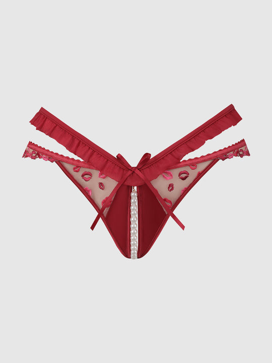 Angelina Lips Embroidery Pearl & Crotchless Bikini from Love It Curvy