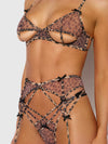 Alia Leopard Mesh Bra, Garter, & Backless Panty Set from Love It Curvy