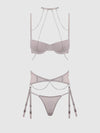 Presley Rhinestone & Mesh Demi Bra, Garter & G-String Set from Love It Curvy