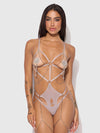Presley Shine Mesh Open Cup & Crotchless Rhinestone Teddy from Love It Curvy