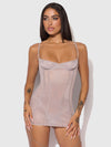Presley Shine Mesh & Rhinestone Chemise & G-String Set from Love It Curvy