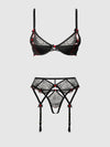 Ilena Embroidered Tulle Bra, Garter & Crotchless Bikini | Love It Curvy