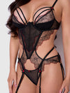 Ilena Embroidered Tulle Crotchless & Open Back Teddy | Love It Curvy
