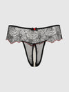 Ilena Embroidered Tulle & Pearl Crotchless Thong | Love It Curvy