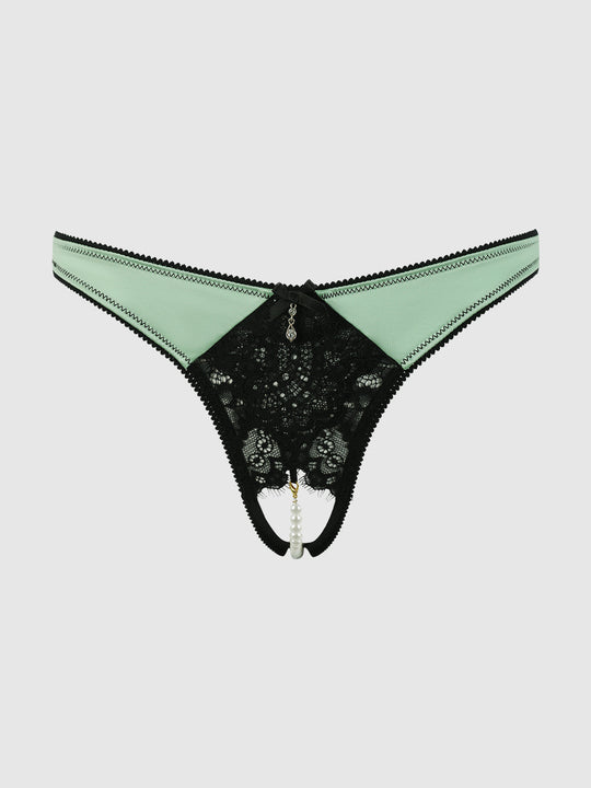 Lara Lace & Liquid Satin Pearl Crotchless Hipster from Love It Curvy