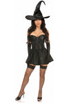 Lavish 4 PC Black Lace Witch Corset Costume - Love it Curvy