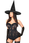 Lavish 3 PC Sheer Lace Witch Corset Costume - Love it Curvy
