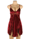 Love It Curvy: Velvet Floral Lace Babydoll Sexy Backless Noble Nightie