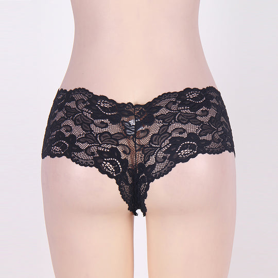 Sheer Floral Lace Brief Panties in black - Love It Curvy