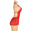 Mesh Halter Backless Floral Patterns Teddy Lingerie Red Black - Love It Curvy