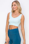 Love It Curvy Ribbed Deep Scoop Cropped Tank Top w/ Reversible Neckline