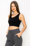 Love It Curvy Ribbed Deep Scoop Cropped Tank Top w/ Reversible Neckline