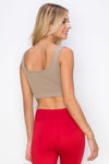 Love It Curvy Ribbed Deep Scoop Cropped Tank Top w/ Reversible Neckline