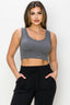 Ribbed Deep Scoop Cropped Tank Top with Reversible Neckline | Love It Curvy